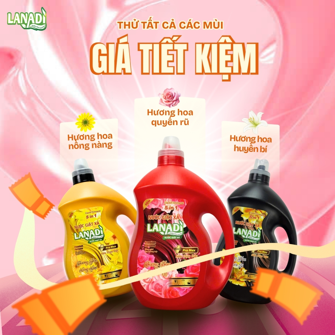 Nước giặt xả Lanadi thùng 4 can Nước giặt xả cao cấp Lanadi