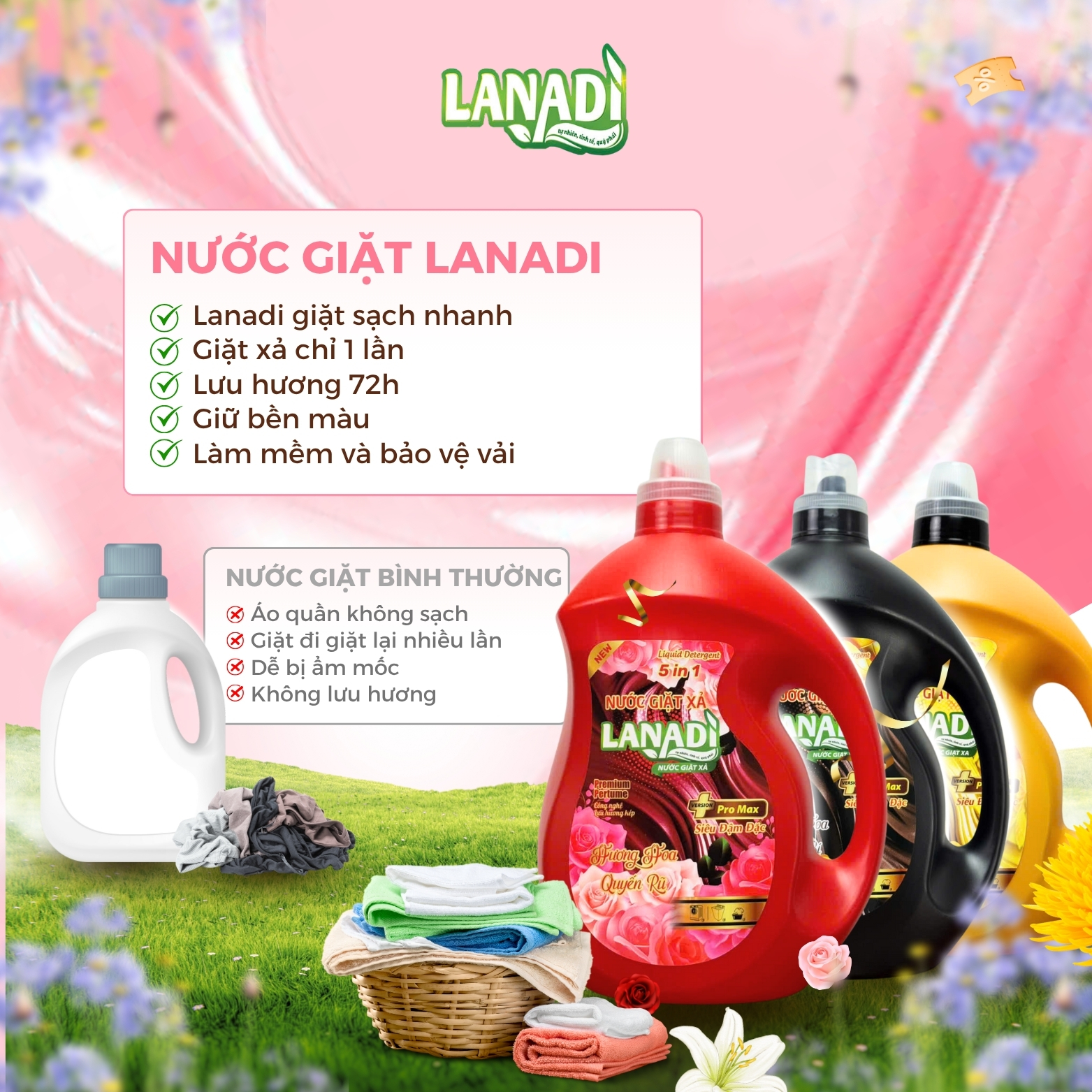 Nước giặt xả Lanadi cao cấp Nước giặt xả cao cấp Lanadi