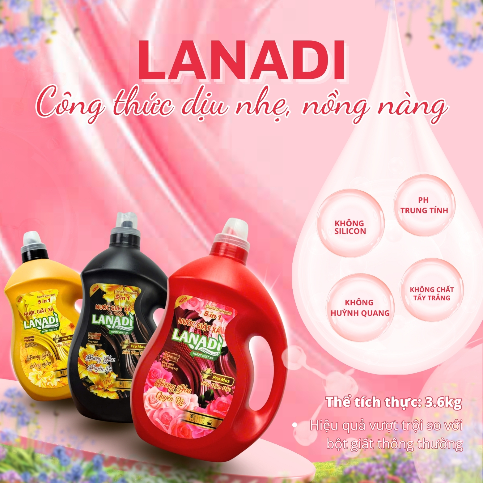 Nước giặt xả Lanadi cao cấp Nước giặt xả cao cấp Lanadi